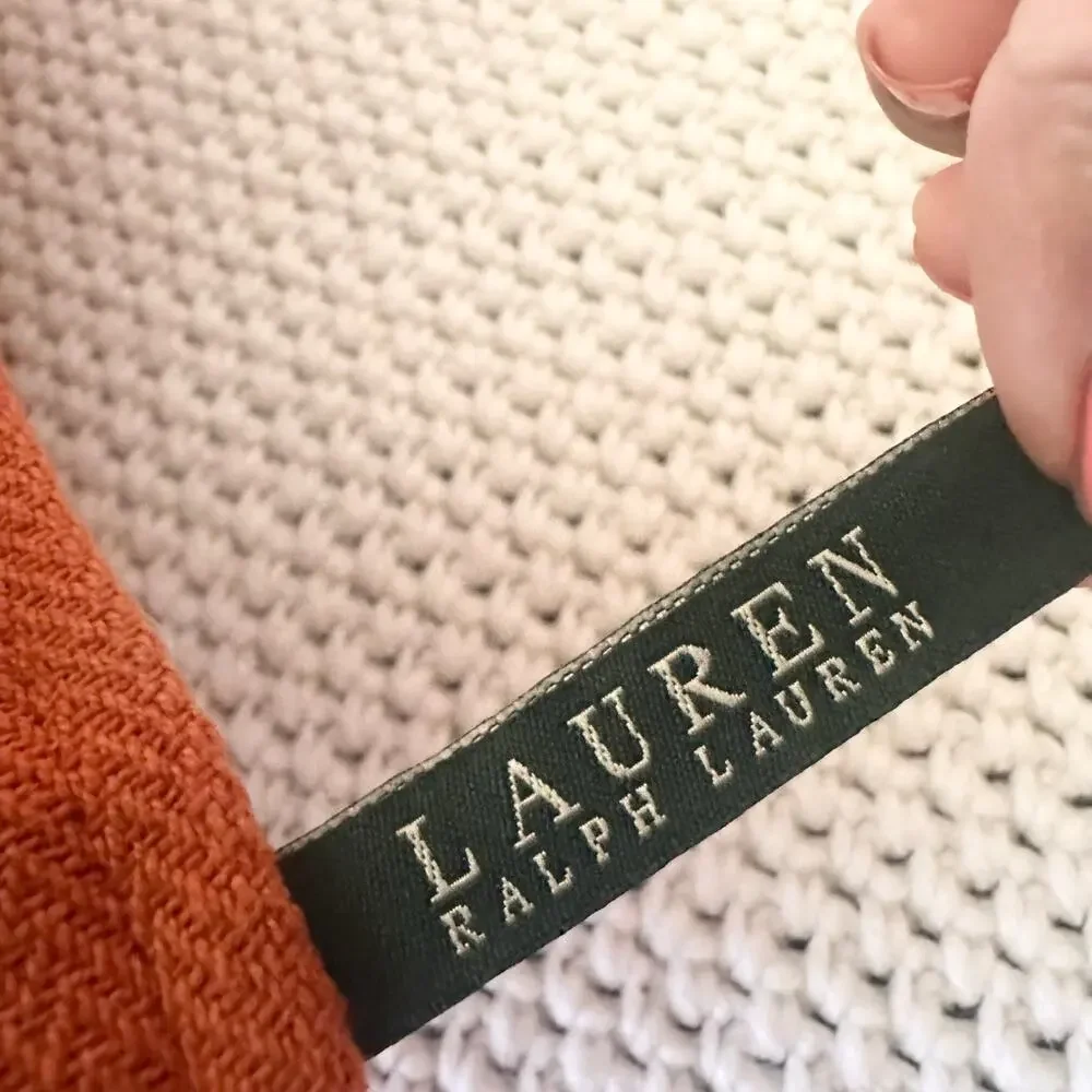 Ralph Lauren Home Orange Rust Beige Lumbar Feather Breakfast Pillow 14